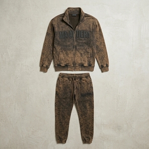 Conjunto Deportivo para Hombre, Color Marrón Oliva, Lavado Ácido, con Cierre, Sudadera Bordada, Pantalones Jogger, Ropa Deportiva, Informal - Product Image 5