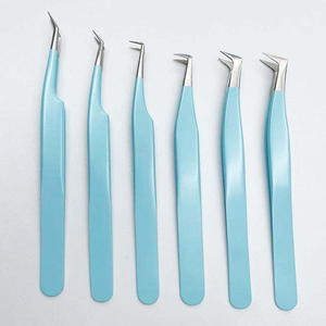 Pince à épiler de précision pour cils, pointe fine, manche finition miroir, design dégradé multicolore, antidérapante, usage professionnel pour cils - Product Image 5