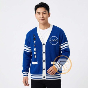 เสื้อคาร์ดิแกนผู้ชายลายปักอะคริลิกแบบกำหนดเองของ GREEK TREASURES คอวี ระบายอากาศได้ดี ติดกระดุมแบบปกปิด สำหรับฤดูหนาว สไตล์กรีก - Product Image 3