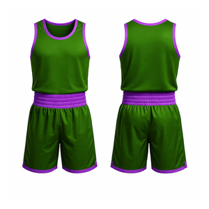 Unisex Olive Green Mixed Martial Arts Tank Top Shorts Set With Blue Trim Moisture Wicking Breathable Quick Dry Training Wear - Product Image 5