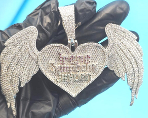 Colgante de Moissanita con Diseño de Corazón, Corte Brillante Redondo VVS, Alas de Plata 925 con Baño de Rodio, Amuleto de Lujo para Fiesta, Regalo Unisex - Product Image 6