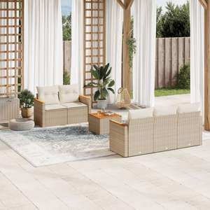 Ensemble de canapés de jardin beige D0100XFNMZT 3 places en rotin, mobilier d'extérieur contemporain résistant aux intempéries - Product Image 3