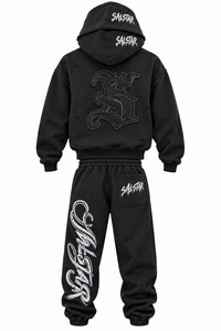 Ensemble de survêtement streetwear noir pour homme, sweat à capuche et pantalon de jogging brodés sur mesure, ensemble de survêtement décontracté hip-hop de qualité supérieure, 2 pièces - Product Image 2