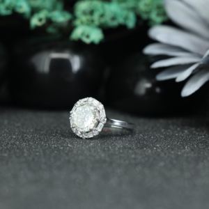 Luxury Round Brilliant Cut Halo <b>Ring</b> Iced Out <b>CZ</b> Moissanite Engagement <b>Ring</b> Women Wedding Jewelry Supplier - Product Image 5
