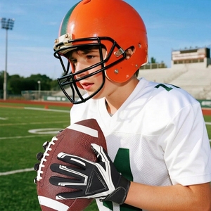 Gants de football américain personnalisés OEM pour receveur, à doigts complets, en cuir synthétique respirant, avec fermeture auto-agrippante et grip adhérent, unisexe - Product Image 4