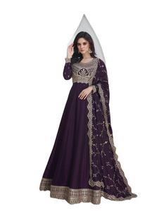 Vestido de trabajo de secuencia de bordado de seda de Georgette de diseñador por Fab Zone - Product Image 1