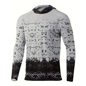 Men's <b>Long</b> <b>Sleeve</b> Fishing Shirt <b>Blue</b> Camouflage Sublimation Print UPF 50 Quick Dry Pullover <b>Top</b> - Product Image 3