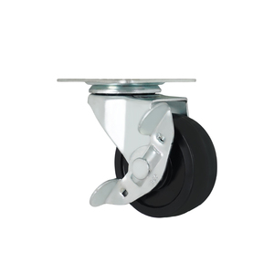 Roulettes pivotantes en PP de 2,5 pouces avec frein et fixation par plaque, roulettes verrouillables pour meubles, chariots et présentoirs - Product Image 1