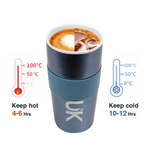 Vaso Térmico de Acero Inoxidable de Doble Pared de Alta Calidad, 20Oz/600Ml, Aislamiento al Vacío, Revestimiento de Porcelana, Funda de Silicona, Mantiene Bebidas Calientes/Frías de 4 a 6 Horas - Product Image 4