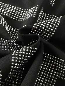 Oversized <b>Black</b> Rhinestone Graphic T <b>Shirt</b> Sparkling Letter Print Streetwear Loose Fit Cotton Blend Casual Fashion Men's <b>shirts</b> - Product Image 3
