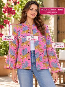 Chaqueta Acolchada de Algodón Hecha a Mano con Estampado de Leopardo, Abrigo Boho para Mujer - Product Image 2