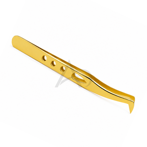Pince à cils ronde à manche dentelé en acier inoxydable, personnalisable avec logo, instrument de beauté résistant à la transpiration pour extensions de cils - Product Image 4