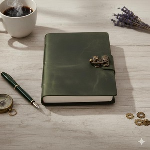 Handmade Brown Leather Hardcover Spiral Binding <b>Notepad</b> with Vintage Floral Embossed Design-Gift for Travel Journal & Sketchbook - Product Image 1