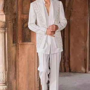 Sherwani de Boda Real para Hombre, Estilo Indio-Pakistaní, Casual, con Bordado Intenso, Sin Arrugas, Protección Solar, para Todas las Temporadas - Product Image 1