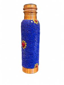 Bohemian Mosaic Copper <b>Water</b> <b>Bottle</b> With Lid Portable Blue Design - Product Image 3