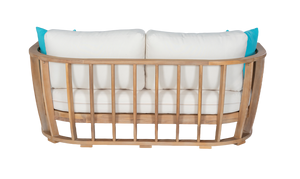 Ensemble de canapé-salon de patio en bois d'acacia moderne du fabricant vietnamien Mobilier d'extérieur avec coussins bleus pour cour - Product Image 3