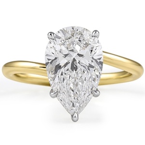 Anillo de compromiso con diamante cultivado en laboratorio de corte pera de 2.75 CT, certificado por IGI, anillo solitario de oro amarillo de 18K, anillo de boda - Product Image 1