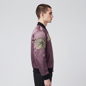 Blouson Bomber en Soie pour Homme avec Broderie et Fermeture Éclair, Veste de Baseball en Satin à Col Rond et Manches Longues pour Homme - Product Image 3
