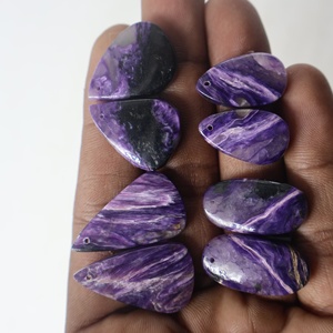 Cuarzo de Alta Calidad con Corte Oval/Pera, Charoita Natural, Par de Piedras Sueltas Semipreciosas, Tamaños Personalizables, para Fabricación de Joyas, Venta al por Mayor, Color - Product Image 5