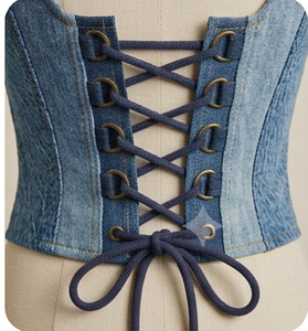 Denim <b>Patchwork</b> Corset Dress Zip Front Sleeveless Casual Dress for Streetwear Boutique - Product Image 4