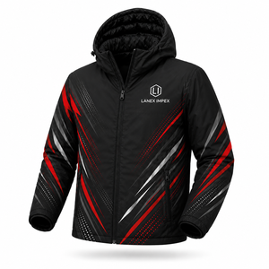 Veste d'hiver à capuche pour homme personnalisée, impression graphique sublimée, imperméable, coupe-vent, rembourrée, manteau chaud d'extérieur, fermeture éclair intégrale, veste décontractée - Product Image 2