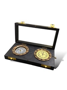 Antique Brass Box Clock Compass Vintage Nautical Coastal Design Quartz Movement Desktop Decor Collectible Gift Tajdaar - Product Image 4
