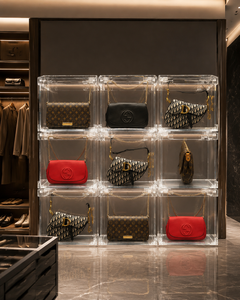 Custom Modern Clear <b>Acrylic</b> Plywood Freestanding Handbag Display Case for Construction Easy Assembly Protection for Luxury - Product Image 4