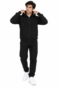 Sweat à capuche zippé pour homme avec cordon de serrage réglable, poches kangourou fendues sur le devant, manches longues et poignets côtelés - Product Image 2