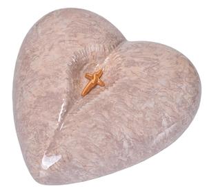 Urne funéraire rose bicolore en forme de cœur avec mini cœur pour cendres, Cœur pour cendres funéraires en métal laiton/aluminium - Product Image 5