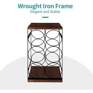 Portabottiglie Classico Mecor a 3 Livelli in Legno e Metallo, Espositore da Bancone per 6 Bottiglie, per Arredamento Casa e Bar - Product Image 4