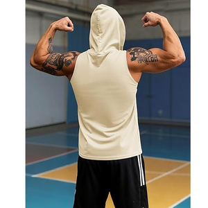 Men Hooded Sleeveless <b>Tank</b> <b>Top</b> Solid Color Quick Dry Knitted Fitness Wear Casual Sport Vest - Product Image 3