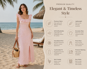 Women's Bohemian Collarless Woven Fabric Maxi <b>Dress</b> Sleeveless High Waist Pockets <b>Ruffles</b> Leisure Beach Summer Loose Fit - Product Image 3