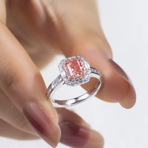 Fantastic Pink Radiant Cut 0.65 CT Lab Diamond IGI Certificate Engagement Jewelry Solid Gold 18K solid Gold Rings - Product Image 5