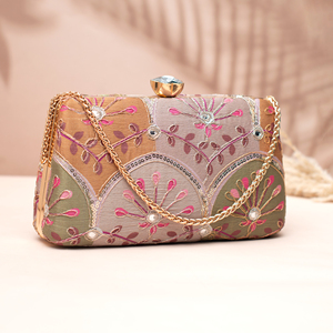 Multicolor Floral Patchwork <b>Clutch</b> Elegant Floral Handbag for <b>Wedding</b> and Party Occasions - Product Image 2