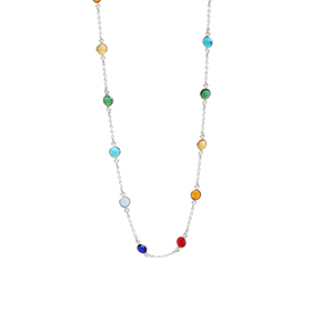 Collier en argent sterling 925 massif avec pierres précieuses arc-en-ciel, collier coloré tendance pour femme de bureau, cadeau, usage quotidien, bijoux de mariage - Product Image 1