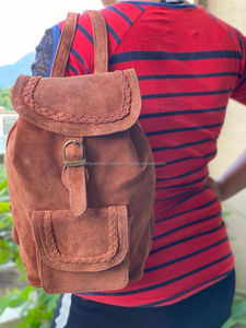 Mochilas de cuero de gamuza de gran capacidad, mochilas escolares, mochila Vintage con cordón, mochila para ordenador portátil de alta calidad - Product Image 2