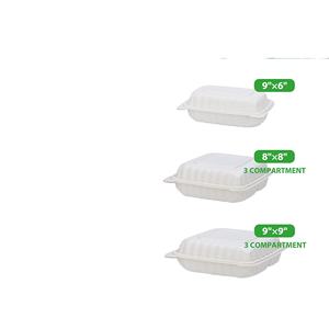 Bolsas plegables 8x8 de bagazo, resistentes, impermeables, desechables, biodegradables, ecológicas, a prueba de fugas, con bisagras, para patatas fritas y fideos - Product Image 1