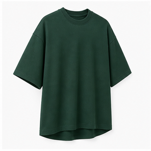 Camiseta de Manga Corta para Hombre, Cuello Redondo, Oversize, de Algodón Peinado Verde Pino, Modelo MTS-OVR-0017 - Product Image 4