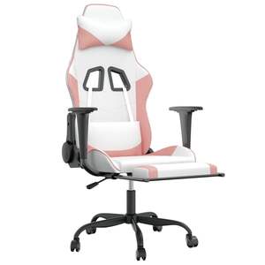 Silla de Juego Ajustable de Cuero Sintético Blanco y Rosa, Cómoda y Elegante para Gamers - Product Image 6