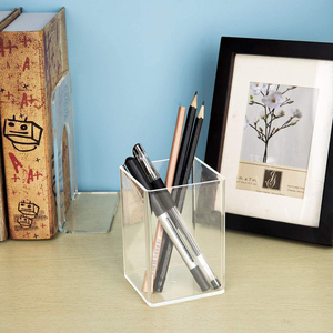 Acrylic Desk Organizer <b>Pen</b> Holder Storage Box Multi Color Office School Supply Container Transparent Yellow Black <b>Green</b> - Product Image 5