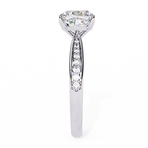 แหวนหมั้นมอยส์ซาไนต์สีขาวทองทรงกลมเจียระไนแบบบริลเลียนต์ ประดับเพชรแบบพาเว่ ดีไซน์คลาสสิกสำหรับผู้หญิง - Product Image 1