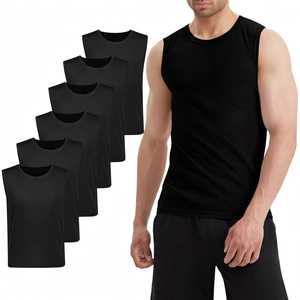 เสื้อกล้ามคอกลมสีดำสำหรับผู้ชาย แพ็ค 6 ตัว - Product Image 1