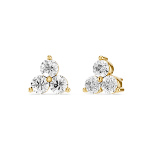 Fashion Stud <b>Earrings</b> Minimalist Round Lab Grown Diamond Stud <b>Earrings</b> 14K 18K Solid Gold Three Stone Diamond Cluster <b>Earrings</b> - Product Image 1