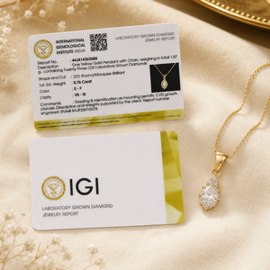 Collier pendentif en or jaune massif 14 carats avec diamant de laboratoire certifié IGI, collection classique et récente pour femmes - Product Image 6
