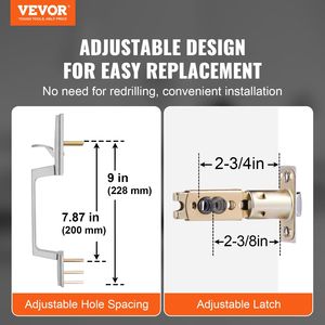Juego de Manijas Cuadradas Ajustables de Níquel Satinado para Puerta de Entrada sin Cerradura para Herrajes de Ventana - Product Image 2