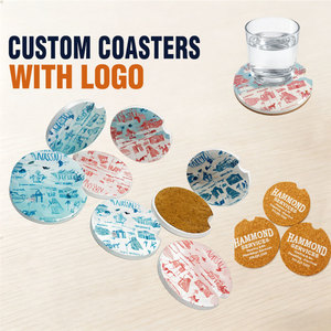 Custom <b>Coasters</b> with Logo for Promotional Gifts Wholesale Cork Paper MDF Ceramic Stone OEM <b>Drink</b> <b>Coasters</b> Manufacturer Low MOQ - Product Image 1