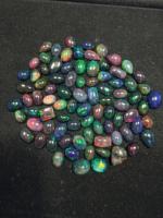 Opale noire naturelle cabochon, pierres précieuses en vrac, taille ovale, polie, effet de couleur changeant, pour la création de bijoux