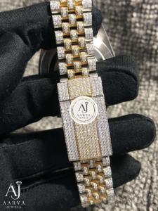 AARVA JEWELS นาฬิกาหรูหรา Miyota Diamond ขนาด 38 มม. ตัวเรือนสแตนเลสสตีล ระบบควอตซ์อนาล็อก สายขนาด 20 มม. นาฬิกาแฟชั่นสำหรับทุกเพศ - Product Image 4