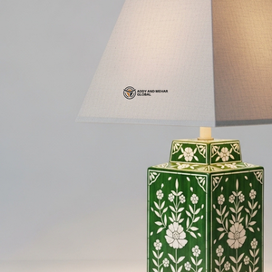 Lampe élégante en os vert incrusté, lampe de table florale faite à la main pour la décoration moderne de la maison - Product Image 2