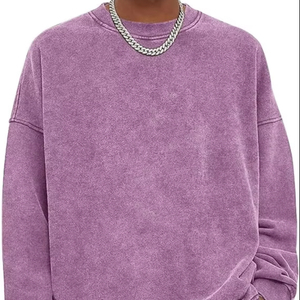 Sudaderas Extra Grandes para Hombre, Estilo Vintage, Lavado Ácido, Cuello Redondo, Ropa Deportiva, Corte Regular, 100% Algodón, Felpa Transpirable, Bordadas, Básicas - Product Image 1